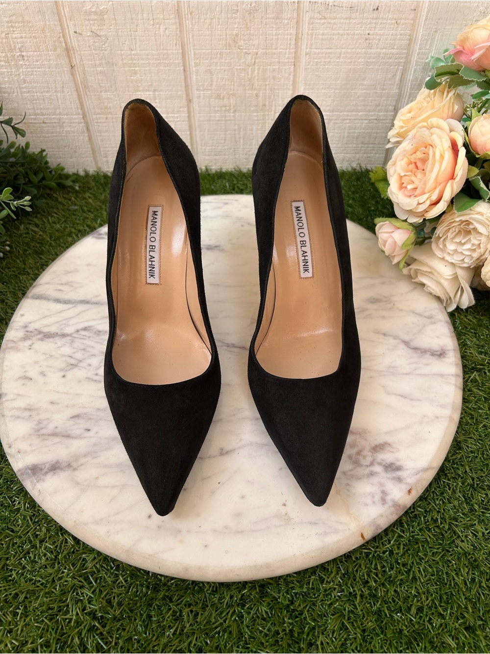 MANOLO BLAHNIK
BB 70mm Suede Stiletto Pumps black size 38.5 US 8.5 preowned